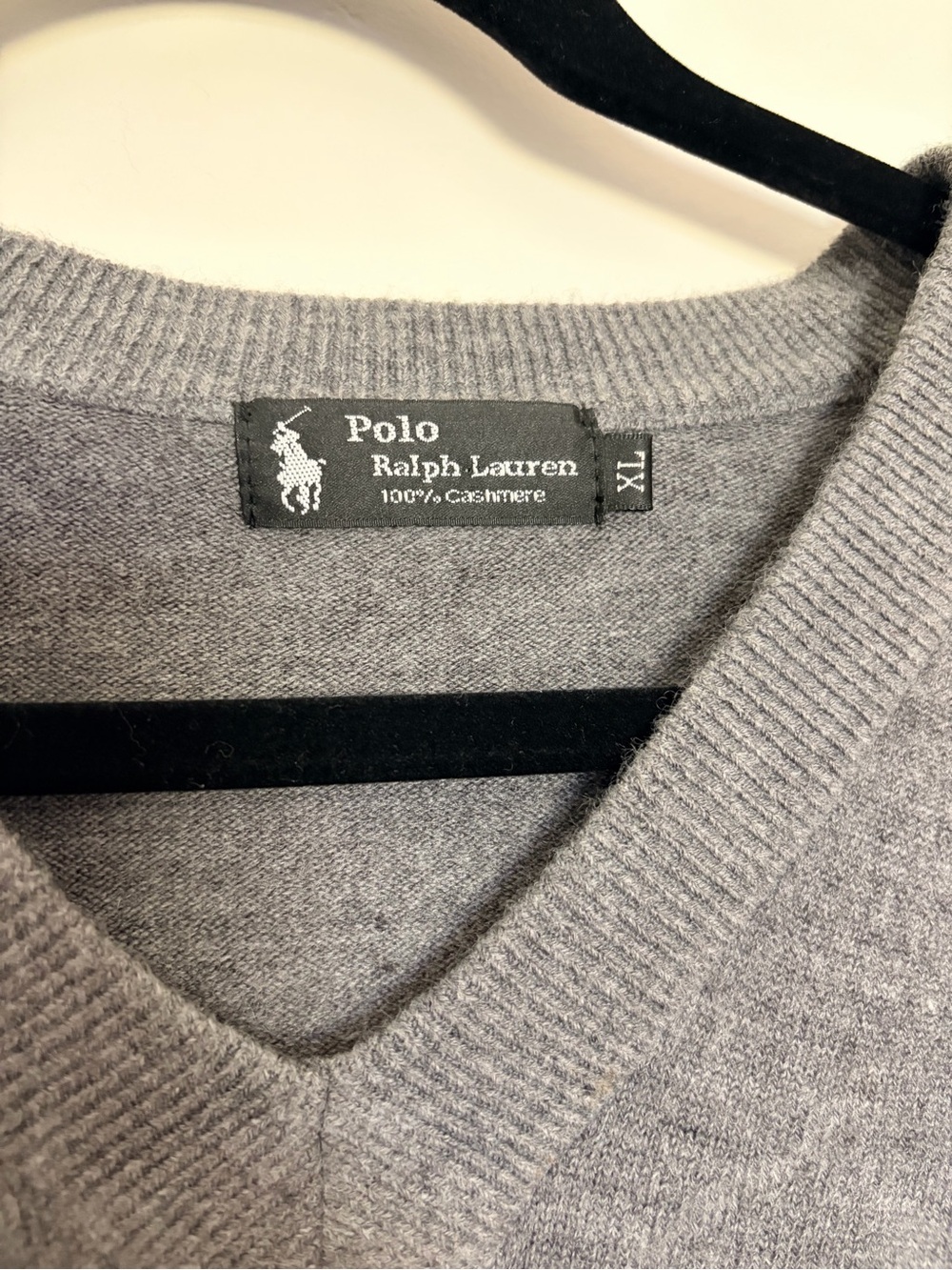 Polo by Ralph Lauren Light Gray V-Neck Sweater 100% Cashmere XL - Picture 4 of 7